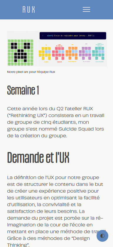 Screenshot de mon site Rux